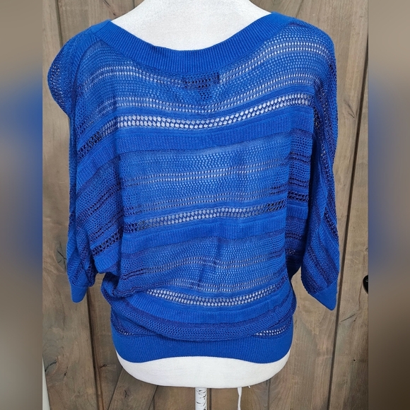 EXPRESS Open Knit Dolman Pull Over Top In Cobalt Blue. Size S NWOT - Picture 9 of 9